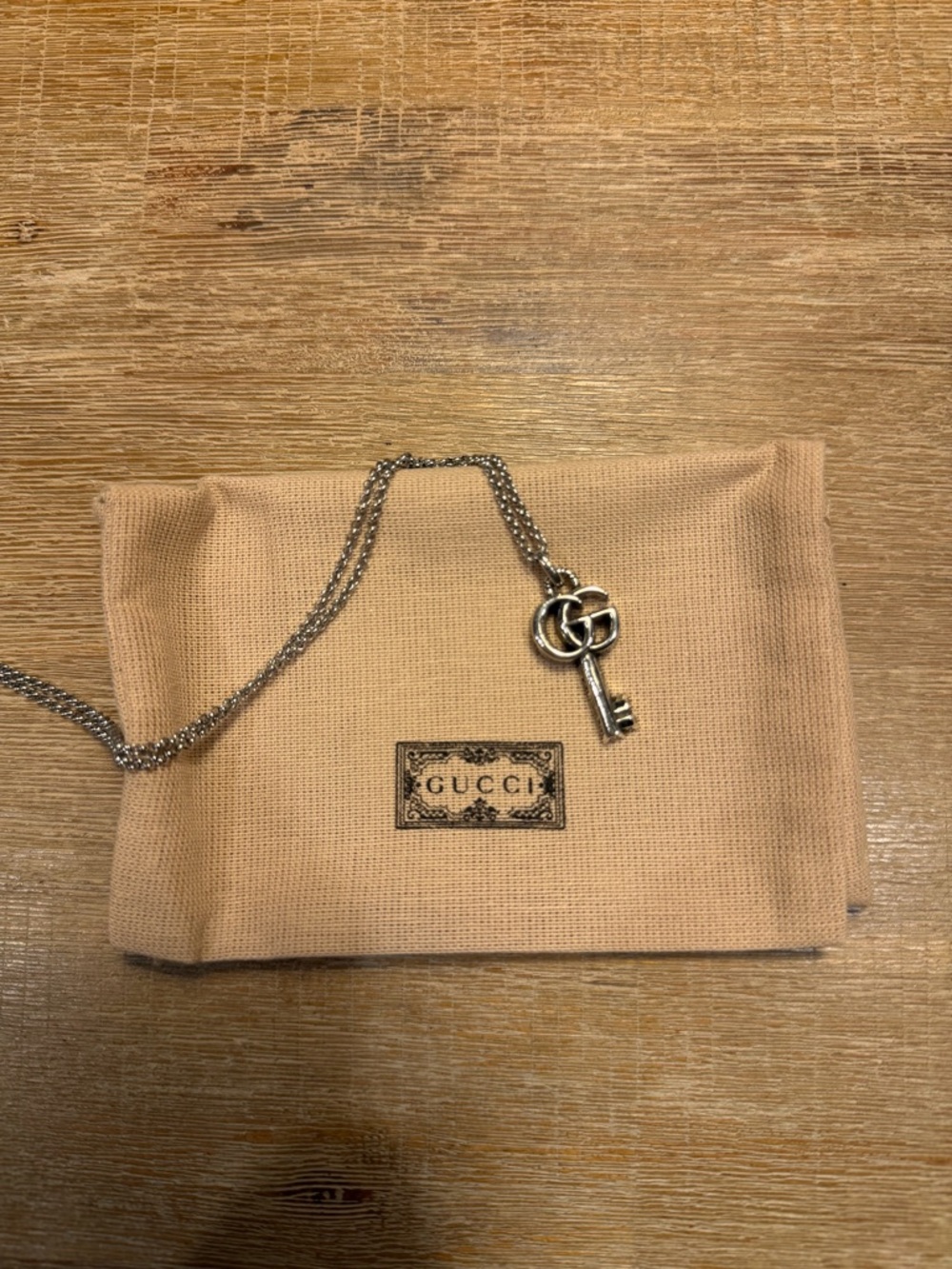 Gucci Silver GG Key Pendant Necklace